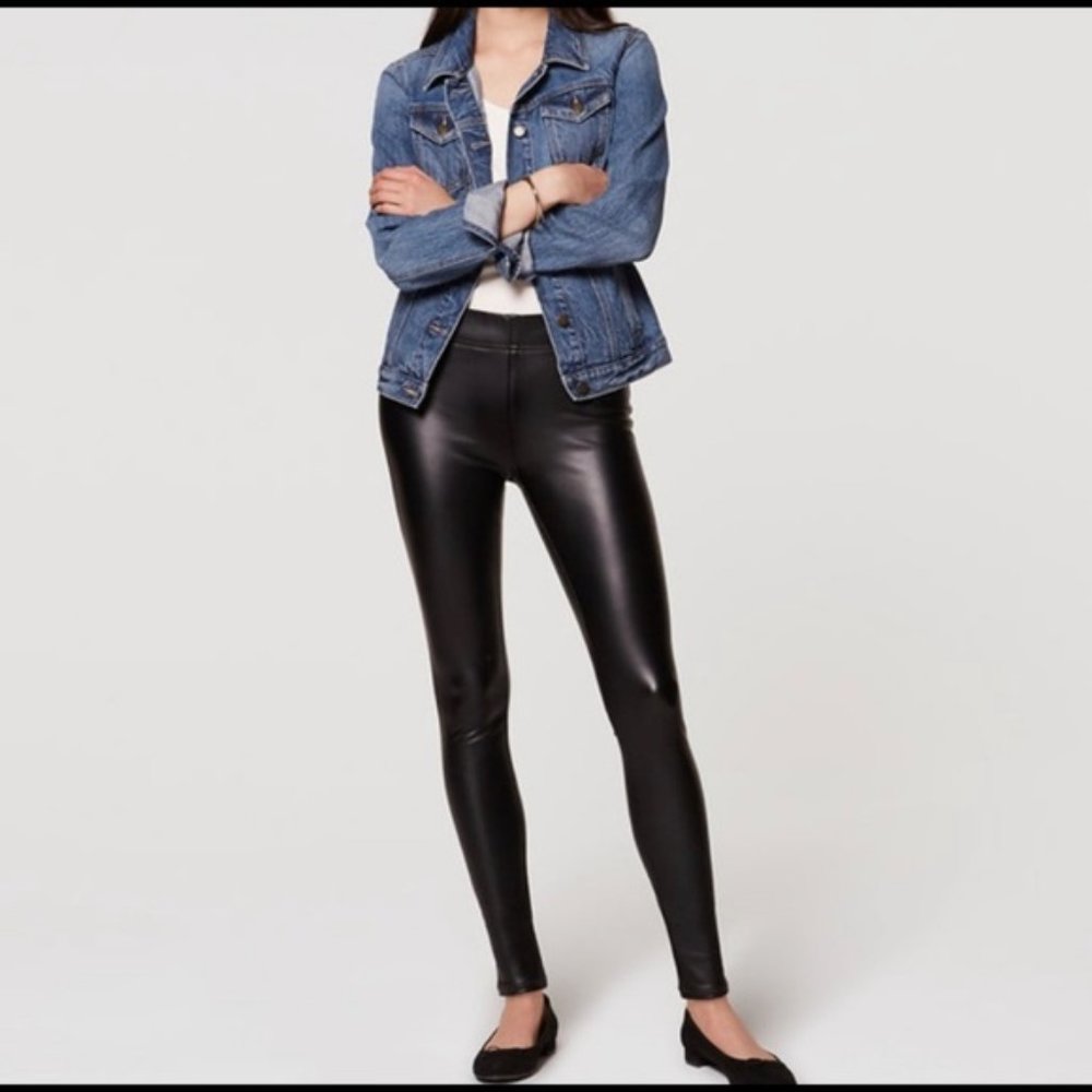 LOFT Black Faux Leather Leggings NWT
